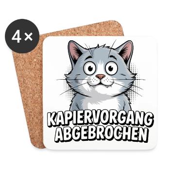 Kapiervorgang abgebrochen – Katze Comic - Untersetzer (4er-Set) - Weiß - Vorne