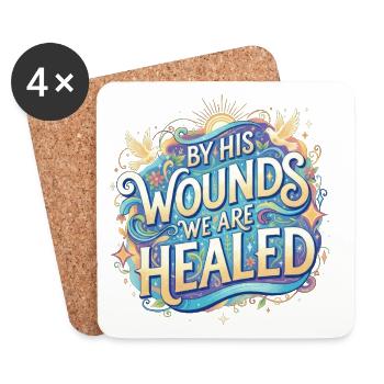 By His Wounds We Are Healed - Coasters (set of 4) - white - Front