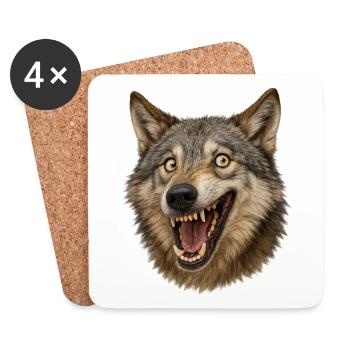 Wolfskopf Wildes Maul - Untersetzer (4er-Set) - Weiß - Vorne