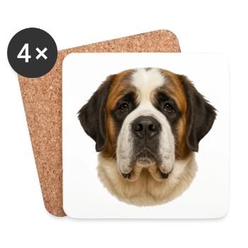 Saint Bernard Head Portrait Print - Coasters (set of 4) - white - Front