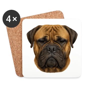 Massive Head Mastiff Portrait - Coasters (set of 4) - white - Front