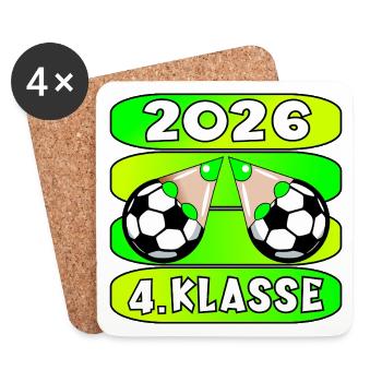 Fußball Grundschule Vierte Klasse 2026 - Untersetzer (4er-Set) - Weiß - Vorne