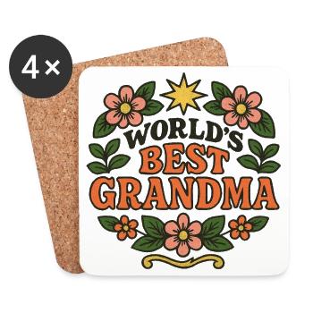 World's Best Grandma Floral - Coasters (set of 4) - white - Front