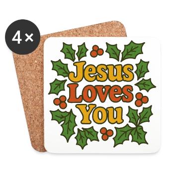 Jesus Loves You - Coasters (set of 4) - white - Front