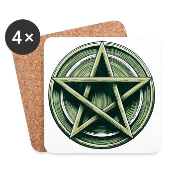 Emerald Pentagram Crest - Coasters (set of 4) - white - Front