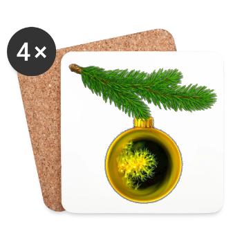 Christmas ball with crustaceous anemones on a fir branch - Coasters (set of 4) - white - Front