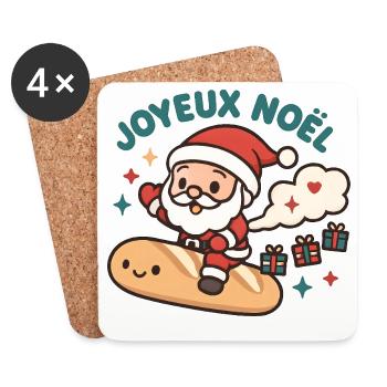 Santa Surf Pain de Noël - Dessous de verre (lot de 4) - blanc - Devant