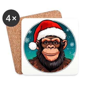 Christmas Chimpanzees - Coasters (set of 4) - white - Front