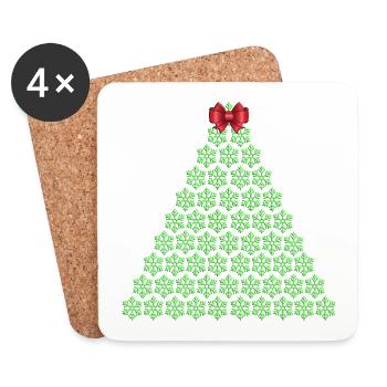 Snowflake Christmas tree with bow - Coasters (set of 4) - white - Front