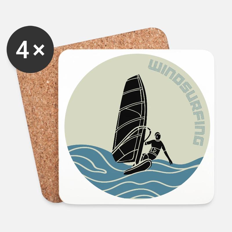Windsurfer auf Wellen - Untersetzer (4er-Set) - Weiß
