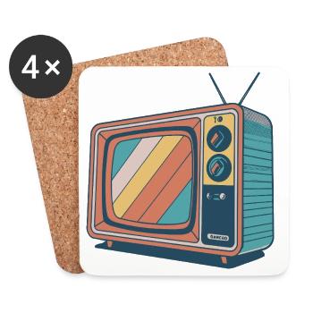 Vintage TV Colorful Stripes - Coasters (set of 4) - white - Front
