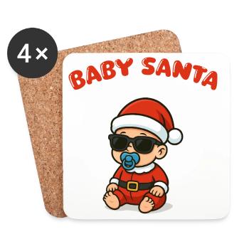 Bébé Père Noël Noël - Dessous de verre (lot de 4) - blanc - Devant