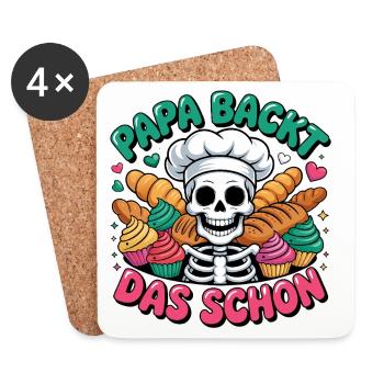 Papa prépare les magnifiques cupcakes squelettes - Dessous de verre (lot de 4) - blanc - Devant