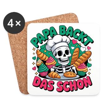 Papa le cuit bien - Dessous de verre (lot de 4) - blanc - Devant