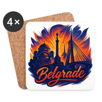 Belgrad Hauptstadt Serbien Silhouette Geschenk - Untersetzer (4er-Set) - Weiß - Vorne