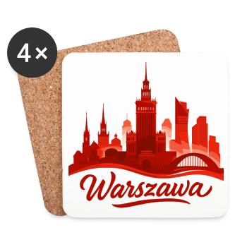 Varsovie Warszawa Capitale Pologne Rouge Cadeau - Dessous de verre (lot de 4) - blanc - Devant