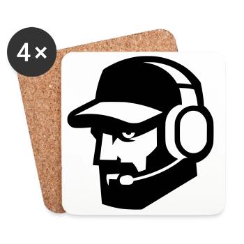 Joueur cool avec barbe et casque - portrait - Dessous de verre (lot de 4) - blanc - Devant