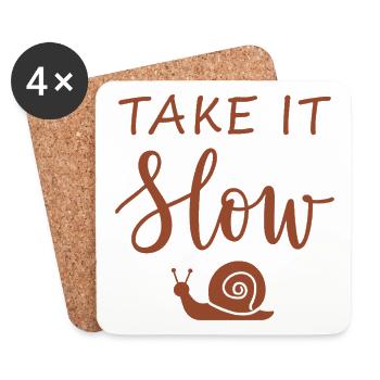 Take it slow Mach langsam mit Schnecke - Untersetzer (4er-Set) - Weiß - Vorne