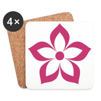 Fleurs magenta, roses - Dessous de verre (lot de 4) - blanc - Devant