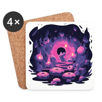 Neon Mäusehöhle mit Donuts - Untersetzer (4er-Set) - Weiß - Vorne
