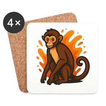Spider Monkey in Flaming Aura - Coasters (set of 4) - white - Front