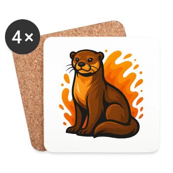 Flaming Otter - Coasters (set of 4) - white - Front