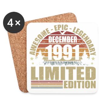 Décembre 1991 - Édition Limitée Décembre 1991 - Dessous de verre (lot de 4) - blanc - Devant
