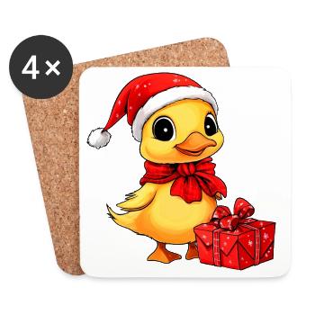 Ente Weihnachten - Untersetzer (4er-Set) - Weiß - Vorne