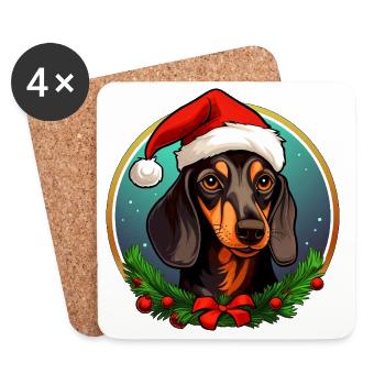 Christmas Dachshund - Coasters (set of 4) - white - Front