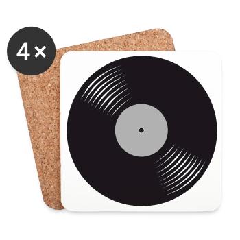 Stilisierte schwarze Vinyl-Schallplatte - Untersetzer (4er-Set) - Weiß - Vorne