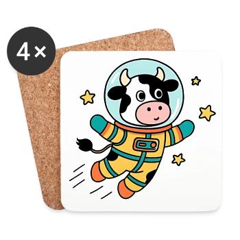 Cow Astronaut in Space - Coasters (set of 4) - white - Front