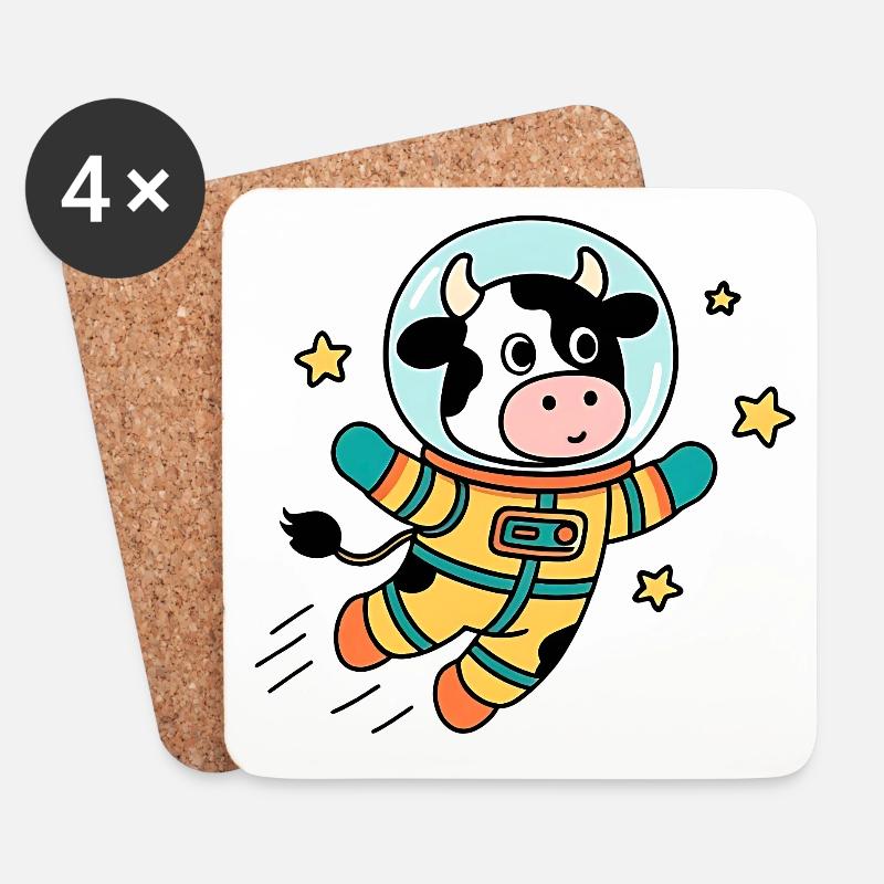Kuh-Astronaut im All - Untersetzer (4er-Set) - Weiß