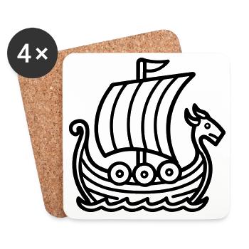 Bateau Viking - Dessous de verre (lot de 4) - blanc - Devant