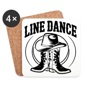 Line Dance Country Western Motif - Coasters (set of 4) - white - Front