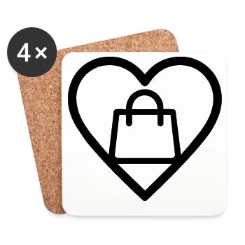 Cœur + Shopping – Amateur de shopping - Dessous de verre (lot de 4) - blanc - Devant