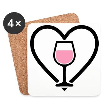 Cœur + Vin Rosé – Rosé Lover - Dessous de verre (lot de 4) - blanc - Devant