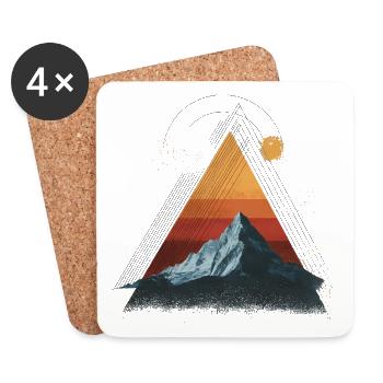 Mountain in Retro Triangle – Geometric Design - Coasters (set of 4) - white - Front