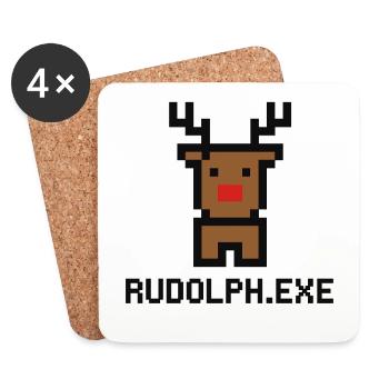 Rudolph.exe Pixel Reindeer - Coasters (set of 4) - white - Front