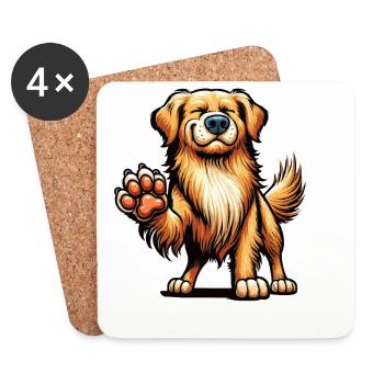 Parlez aux Golden Retrievers Paw Goldie Goldies - Dessous de verre (lot de 4) - blanc - Devant