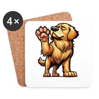 Talk to the Paw Golden Retriever Goldie Goldies - Untersetzer (4er-Set) - Weiß - Vorne