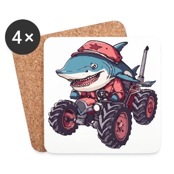 Éleveur de tracteurs requins - Dessous de verre (lot de 4) - blanc - Devant