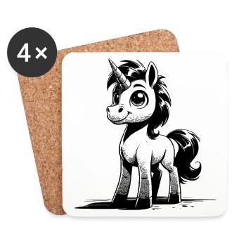 Licorne magique et mignonne qui te sourit - Dessous de verre (lot de 4) - blanc - Devant