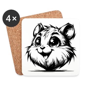 Funny hamster smile Rodent full of joie de vivre - Coasters (set of 4) - white - Front