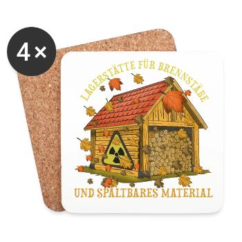 Autumn Fuel Storage Wooden House - Coasters (set of 4) - white - Front