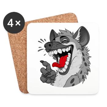 Laughing Hyena Cartoon - Coasters (set of 4) - white - Front