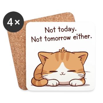 Sleeper kitten Not today Not tomorrow - Coasters (set of 4) - white - Front