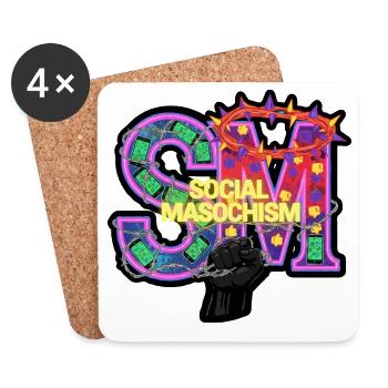 Sozialer Masochismus SM - Untersetzer (4er-Set) - Weiß - Vorne