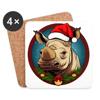 Nashörner Weihnachten - Untersetzer (4er-Set) - Weiß - Vorne