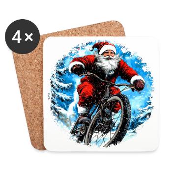 Noël des vététistes - Dessous de verre (lot de 4) - blanc - Devant