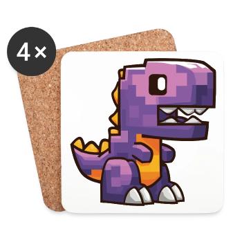 Pixel Dino – Lila Cartoon T-Rex - Untersetzer (4er-Set) - Weiß - Vorne